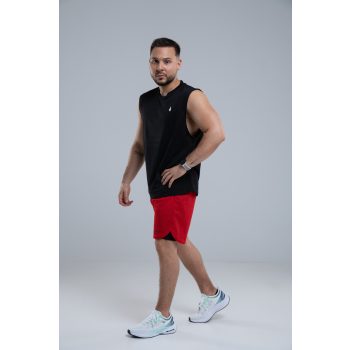 FLAME Piros/Fekete Férfi 2in1 rövidnadrág