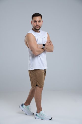 FLAME Barna/Fekete Férfi 2in1 rövidnadrág