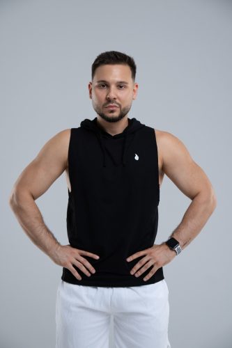 Kapucnis ujjatlan férfi felső